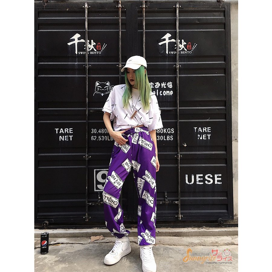 レディース ダンス 衣装 ヒップホップ Hiphop総柄 プリント 派手 パンツ 第一ネット 原宿系 個性 奇抜