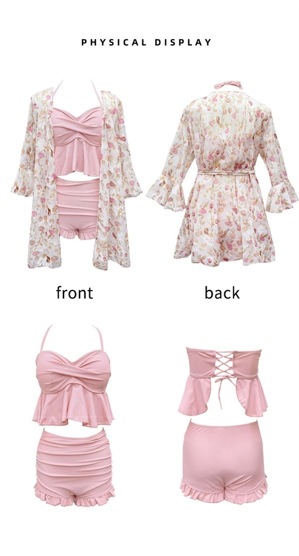 水着 レディース 花柄 体型カバー 大きいサイズ ぽっちゃり オトナ女子 スイムウェア 女性 プラスサイズ 大人 お洒落 セクシー ガウン ショートパンツ セパレート キャミソール おしゃれ かわいい