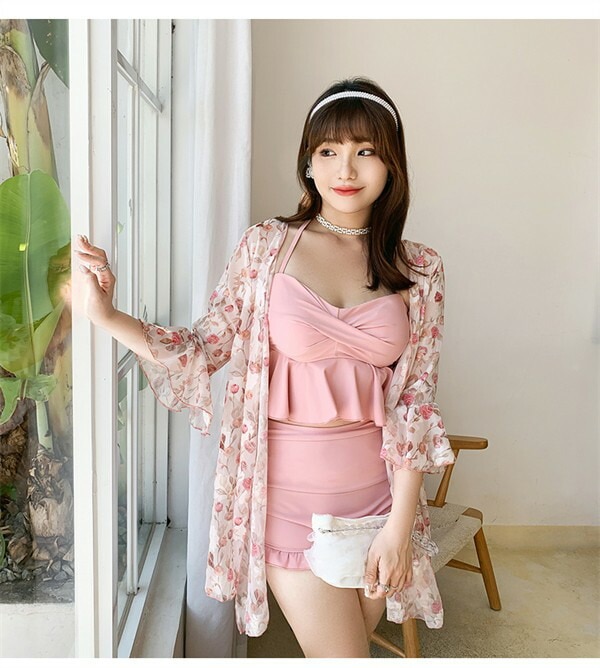 水着 レディース 花柄 体型カバー 大きいサイズ ぽっちゃり オトナ女子 スイムウェア 女性 プラスサイズ 大人 お洒落 セクシー ガウン ショートパンツ セパレート キャミソール おしゃれ かわいい