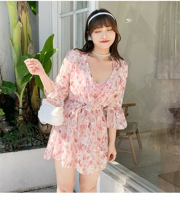 水着 レディース 花柄 体型カバー 大きいサイズ ぽっちゃり オトナ女子 スイムウェア 女性 プラスサイズ 大人 お洒落 セクシー ガウン ショートパンツ セパレート キャミソール おしゃれ かわいい