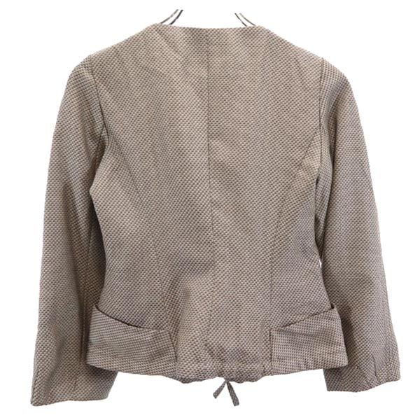 イタリア製 ノーカラー ジャケット 36 ブラウン系 レディース