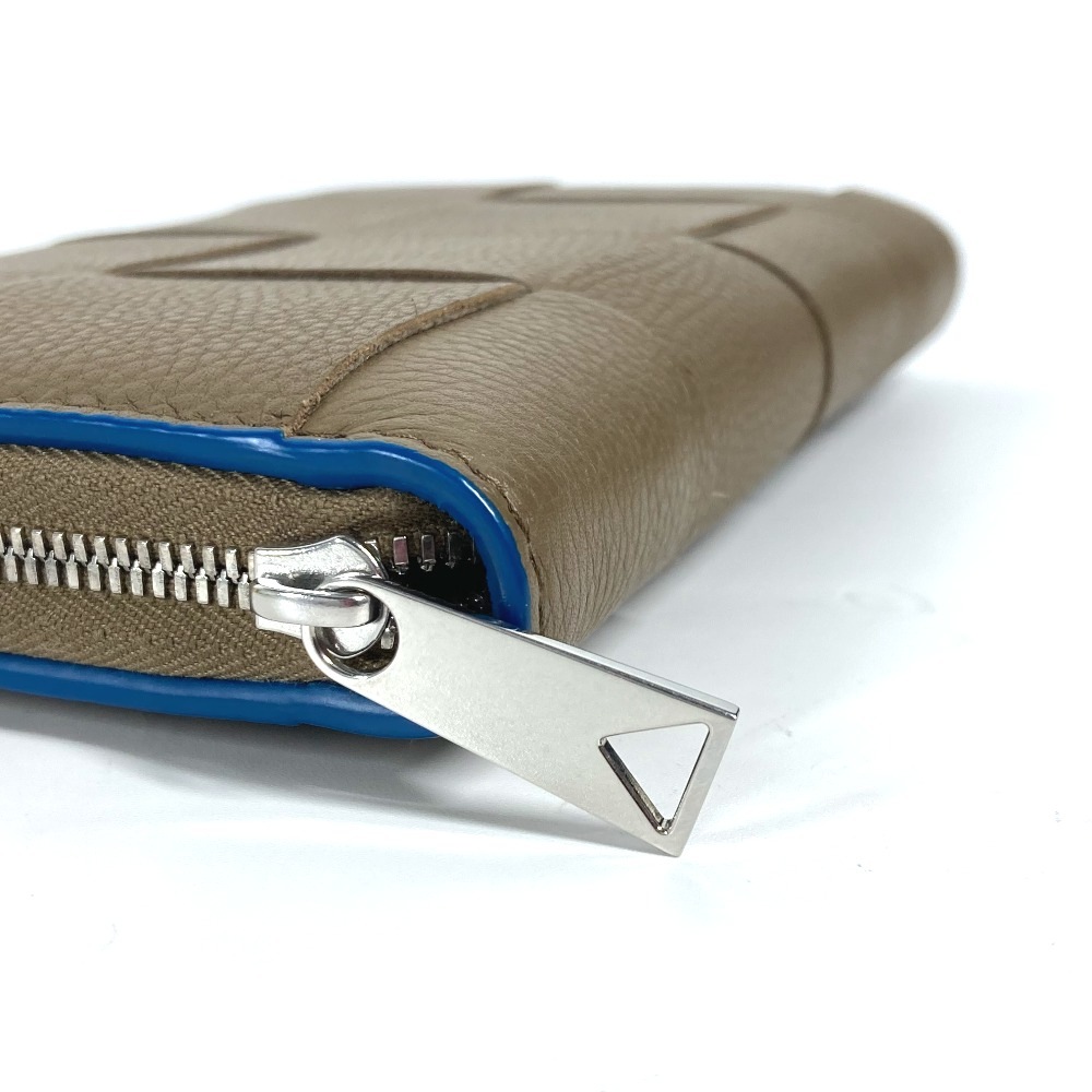 長財布 748054VCP142569 パーソナライズ カセット ジップアラウンドウォレット マキシイントレチャート ラウンドファスナー レザー ブラウン×ブル－