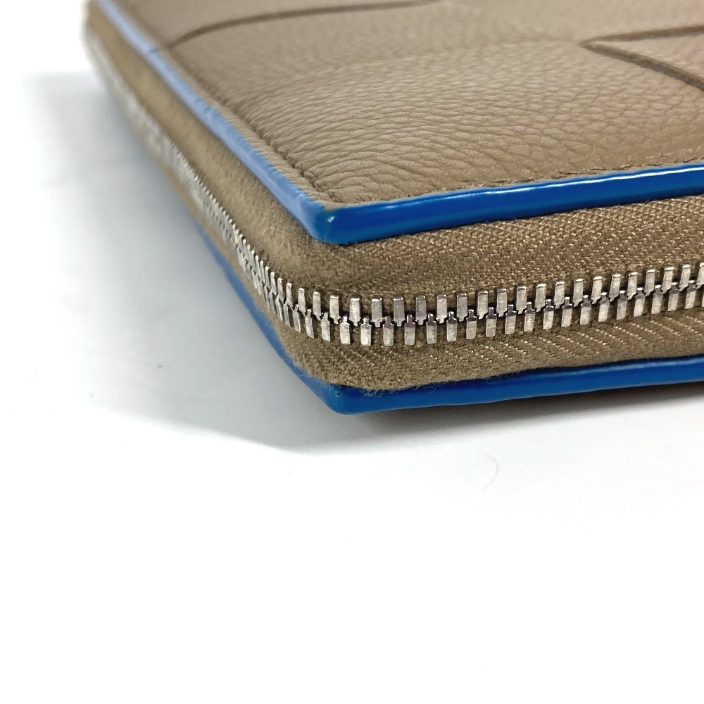 長財布 748054VCP142569 パーソナライズ カセット ジップアラウンドウォレット マキシイントレチャート ラウンドファスナー レザー ブラウン×ブル－