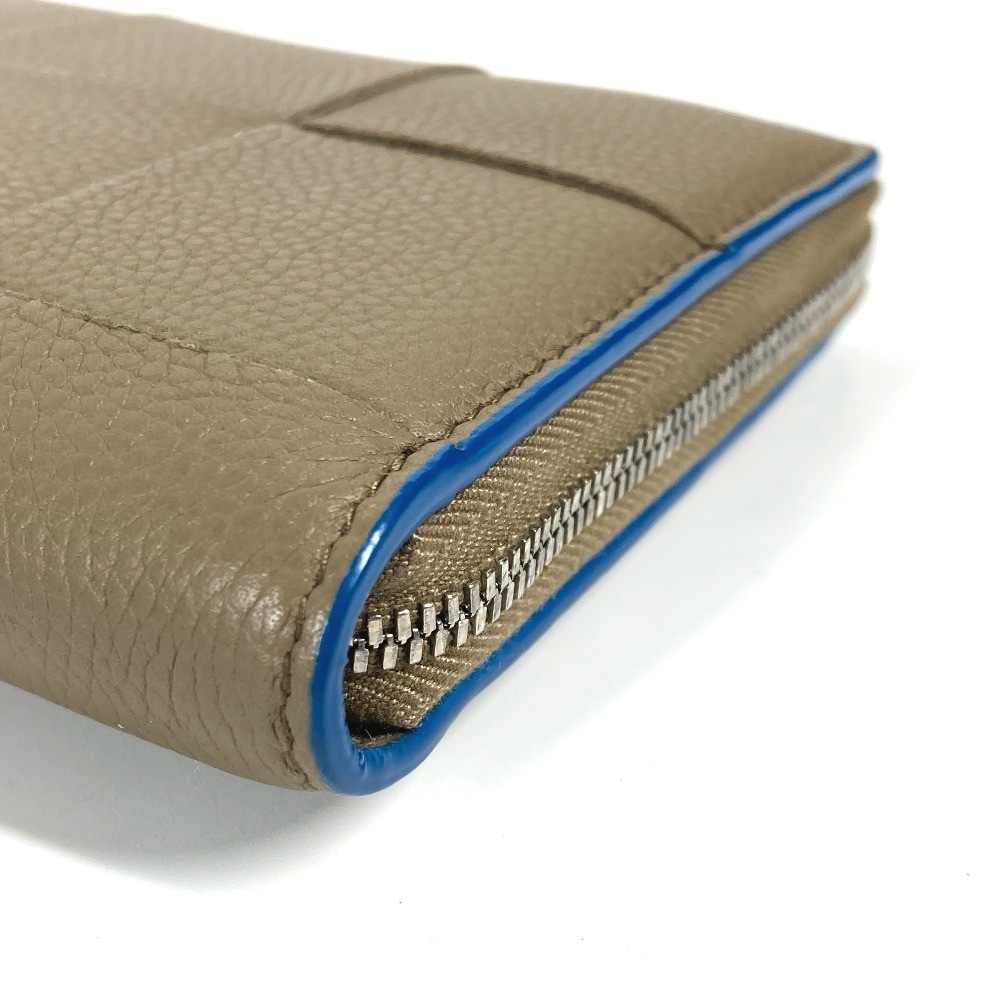 長財布 748054VCP142569 パーソナライズ カセット ジップアラウンドウォレット マキシイントレチャート ラウンドファスナー レザー ブラウン×ブル－