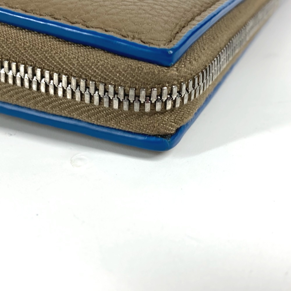 長財布 748054VCP142569 パーソナライズ カセット ジップアラウンドウォレット マキシイントレチャート ラウンドファスナー レザー ブラウン×ブル－