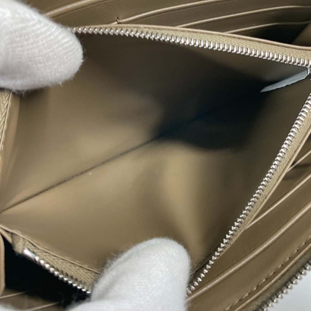 長財布 748054VCP142569 パーソナライズ カセット ジップアラウンドウォレット マキシイントレチャート ラウンドファスナー レザー ブラウン×ブル－