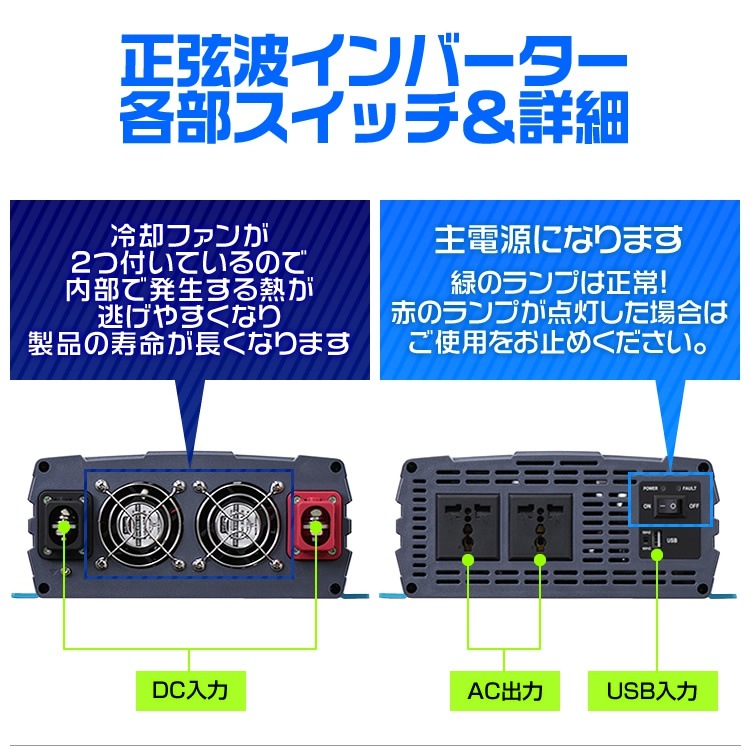 インバーター 24V 100... : カー用品 車 正弦波 新品大人気