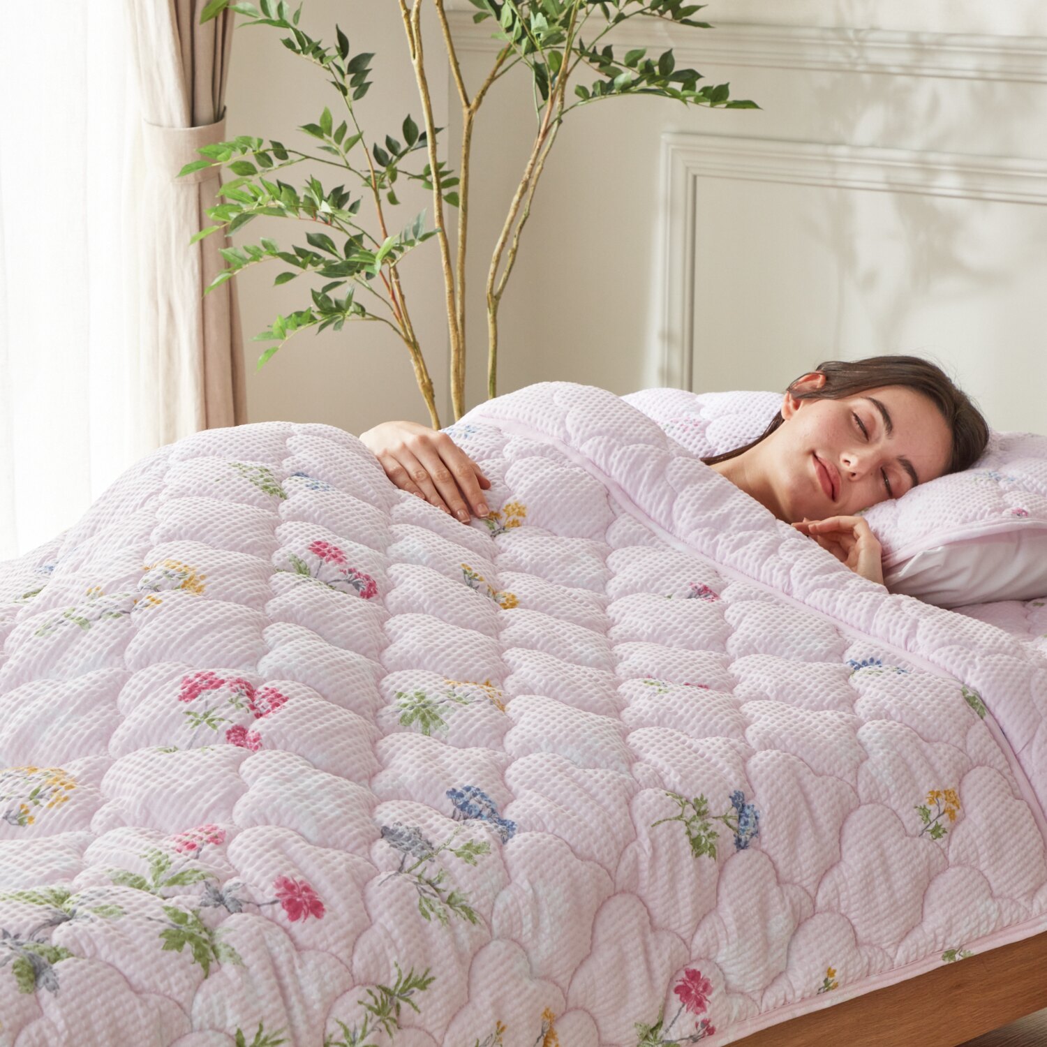 大津毛織やわらか・さわやか 綿混リップルキルトケット＆ 敷き