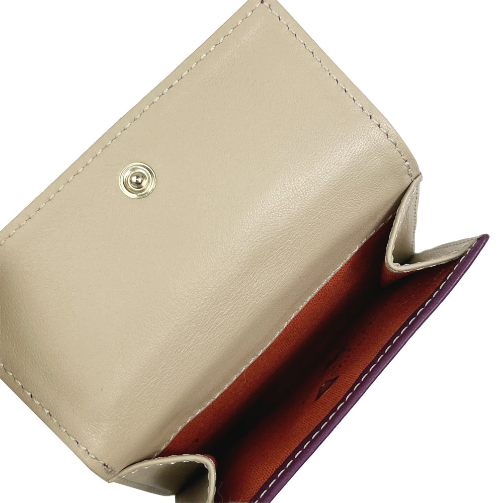 Wホック 二つ折り財布 ドル紙幣用 ラムレザー パープル系 12463 3993 7013 Wホック 二つ折り財布 ドル紙幣用 ラムレザー パープル系 12463 3993 7013