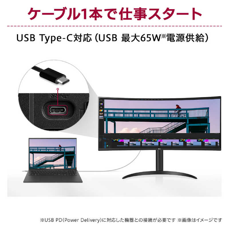 LG　曲面型ウルトラワイドモニター UltraWide Monitor ［34型 /UWQHD(3440×1440) /ワイド /曲面型］ 34WR55QK-B　34WR55QK-B