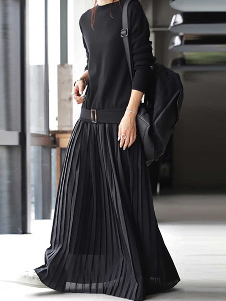 ワンピース レディース ロングワンピース 韓国 ロング丈 マキシ丈 長袖 ラウンドネック フレア Aライン プリーツ ベルト ウエストマーク かわいい 大人可愛い きれいめ カジュアル エレガント ワンピース レディース ロングワンピース 韓国 ロング丈 マキシ丈 長袖 ラウンドネック フレア Aライン プリーツ ベルト ウエストマーク かわいい 大人可愛い きれいめ カジュアル エレガント