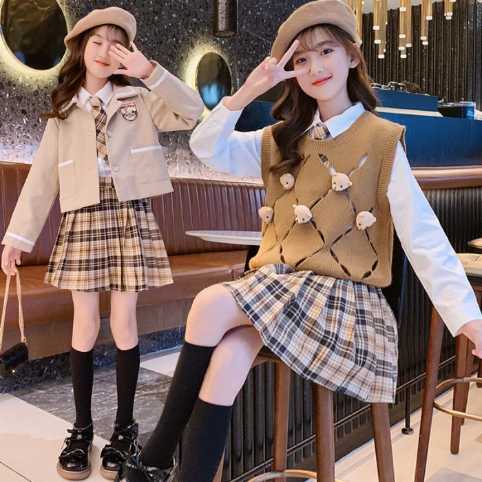 Hot!!!卒業式 スーツ 女の子 3点セット 子供服 小学生 制服 スクール ブレザー フォーマル