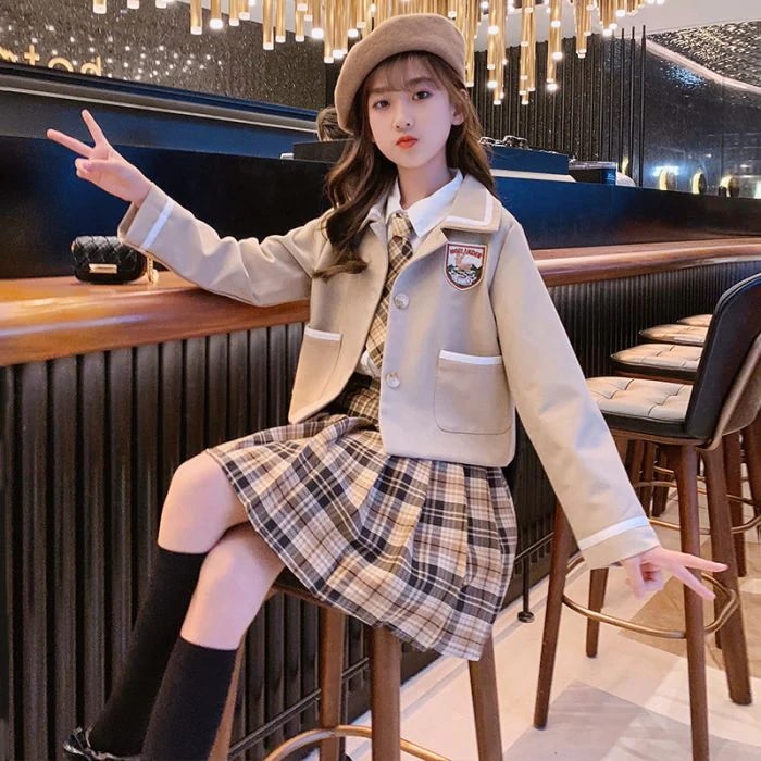 Hot!!!卒業式 スーツ 女の子 3点セット 子供服 小学生 制服 スクール ブレザー フォーマル