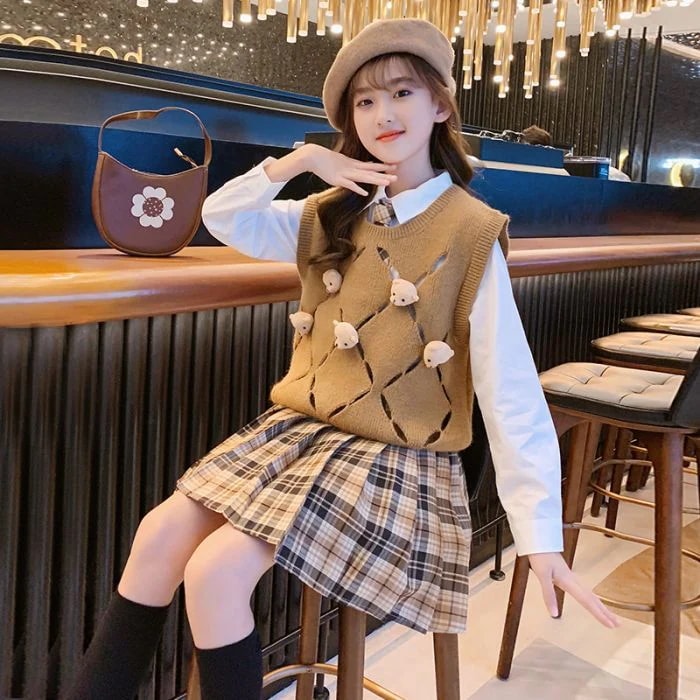 Hot!!!卒業式 スーツ 女の子 3点セット 子供服 小学生 制服 スクール ブレザー フォーマル