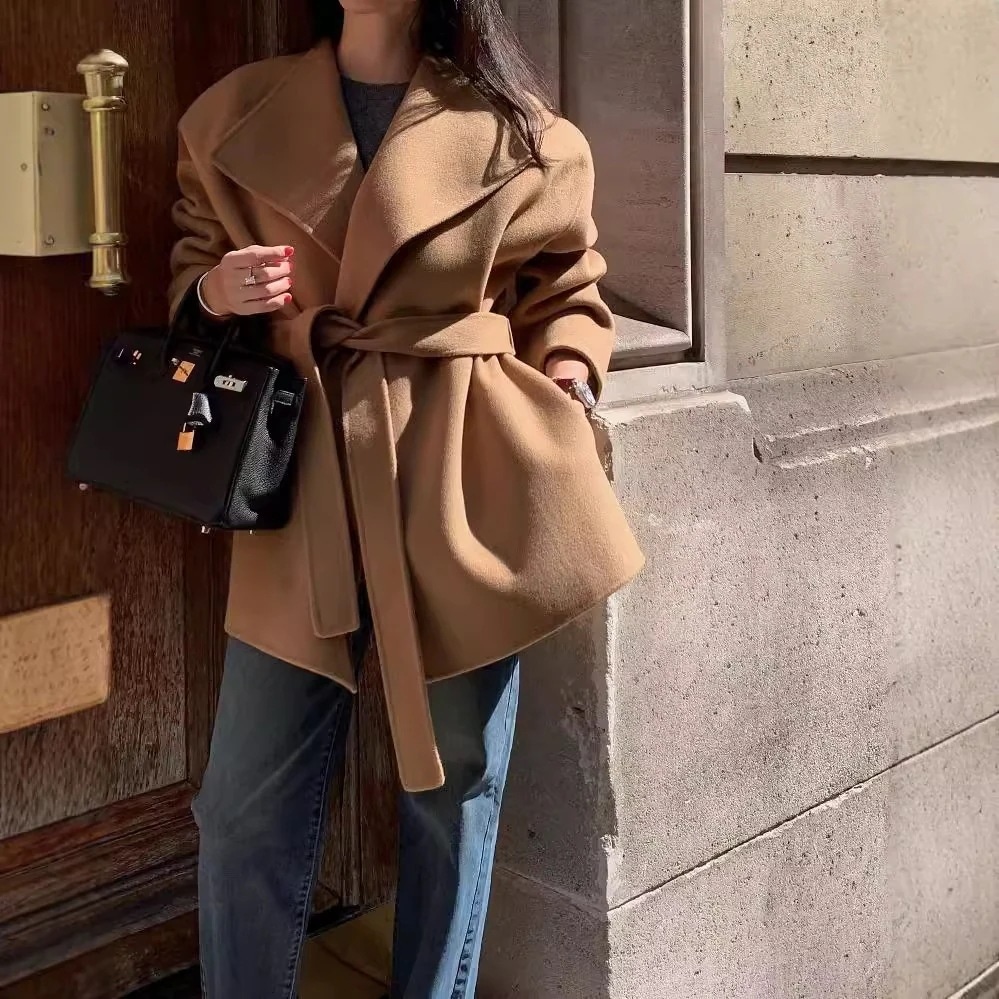 AWアウタ一 秋冬アウターおしゃれアウターベルト付きゆるロングチェスターコート ても厚い 韓国ファッション/セミロング コート AWアウタ一 秋冬アウターおしゃれアウターベルト付きゆるロングチェスターコート ても厚い 韓国ファッション/セミロング コート