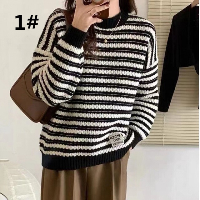 セータープルオーバー Chic Border Knit Top セータープルオーバー Chic Border Knit Top