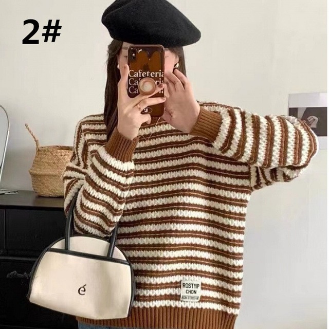 セータープルオーバー Chic Border Knit Top セータープルオーバー Chic Border Knit Top