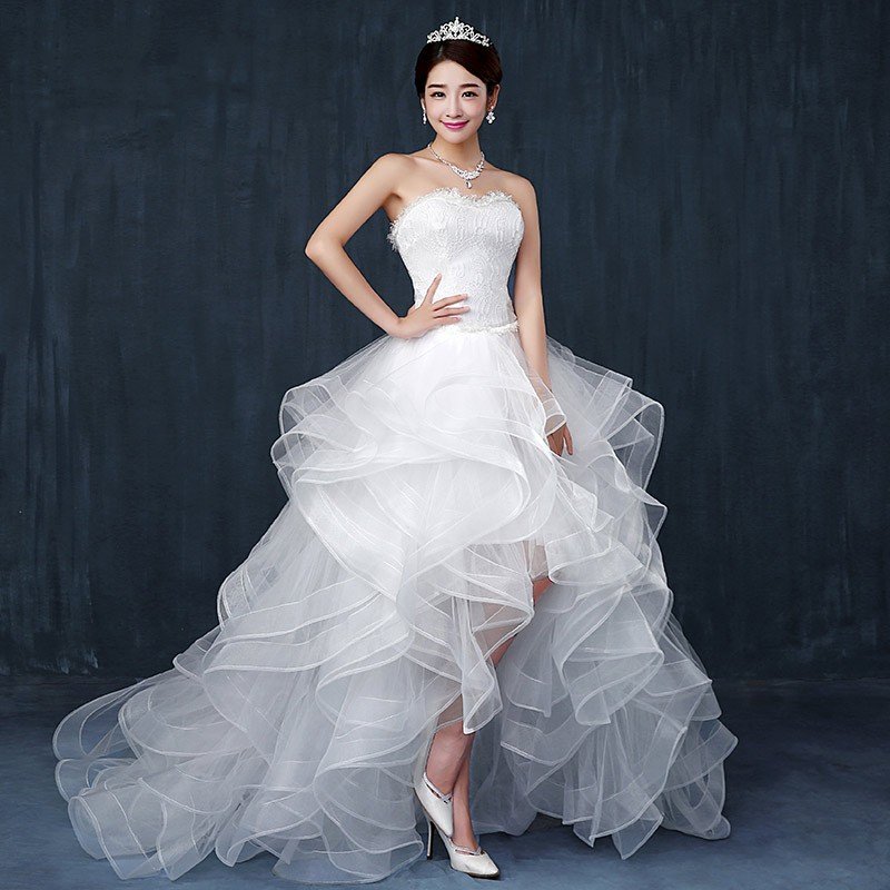 ストラップレス 取り外すトレーン ウェディングドレス 二次会ドレス