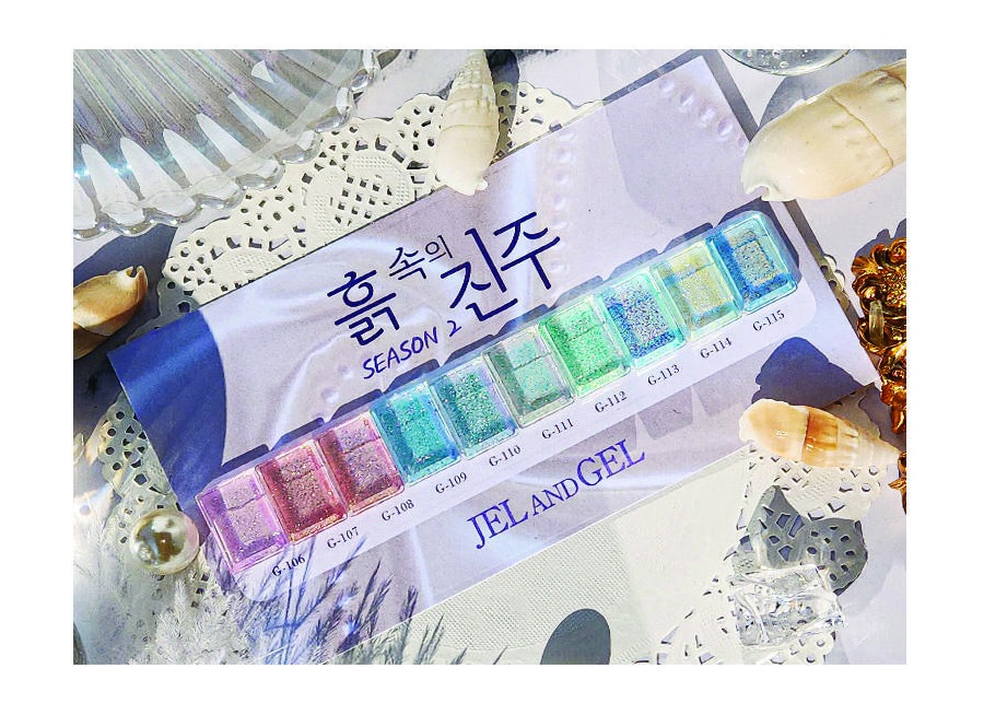 [Jel and Jel] 【흙속의진주土の中に真珠 2】[10色 セット] オーロラグリッターSparkle of Pearls / ジェルアンジェルプレミアムジェルネイル 9g グリ