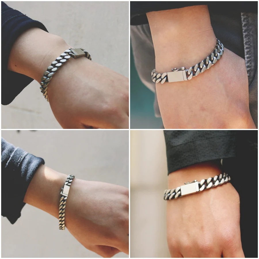 シルバー925 燻し銀 喜平チェーン ブレスレット つや出し加工 ユニセックス ストリート 幅-約8.2mm/厚み-約4.1mm シルバー925 燻し銀 喜平チェーン ブレスレット つや出し加工 ユニセックス ストリート 幅-約8.2mm/厚み-約4.1mm