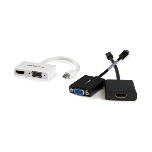 (まとめ）StarTech MiniDisplayPort接続トラベルA/Vアダプタ 2 in 1 MDP2HDVGAW 1個(×3セット)