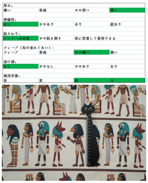 Qoo10] 150CMx1M 生地 古代エジプト柄