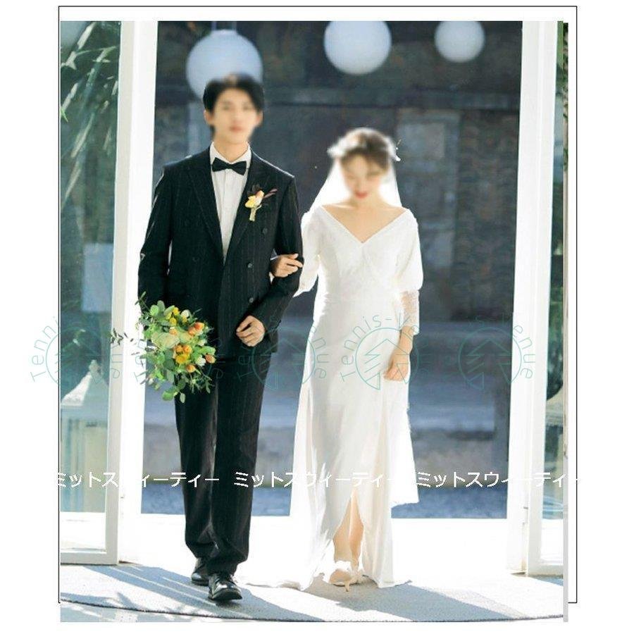 ウェディングドレス ロングドレス 結婚式 クラシック ウエディングドレス 二次会 花嫁 前撮り エレ