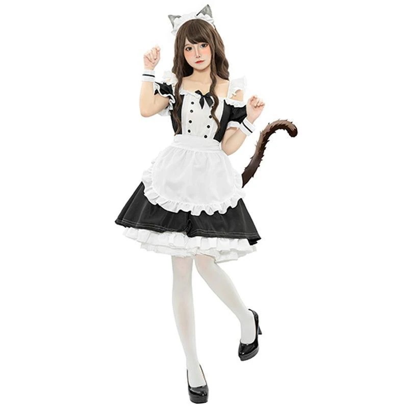 【オーダーメイド】可爱いにじげんメイド服ロリータワンピース猫ちゃんレストランメイド せいふくスカート