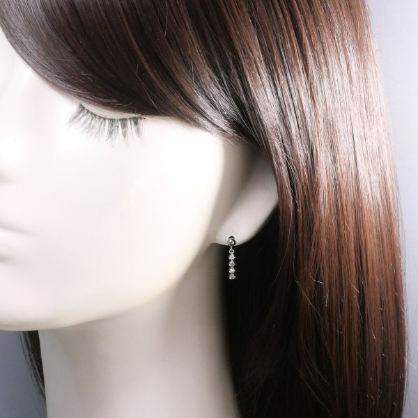 K14 14金 WG ホワイトゴールド ピアス ダイヤ 総重量約1.1g ジュエリー 中古