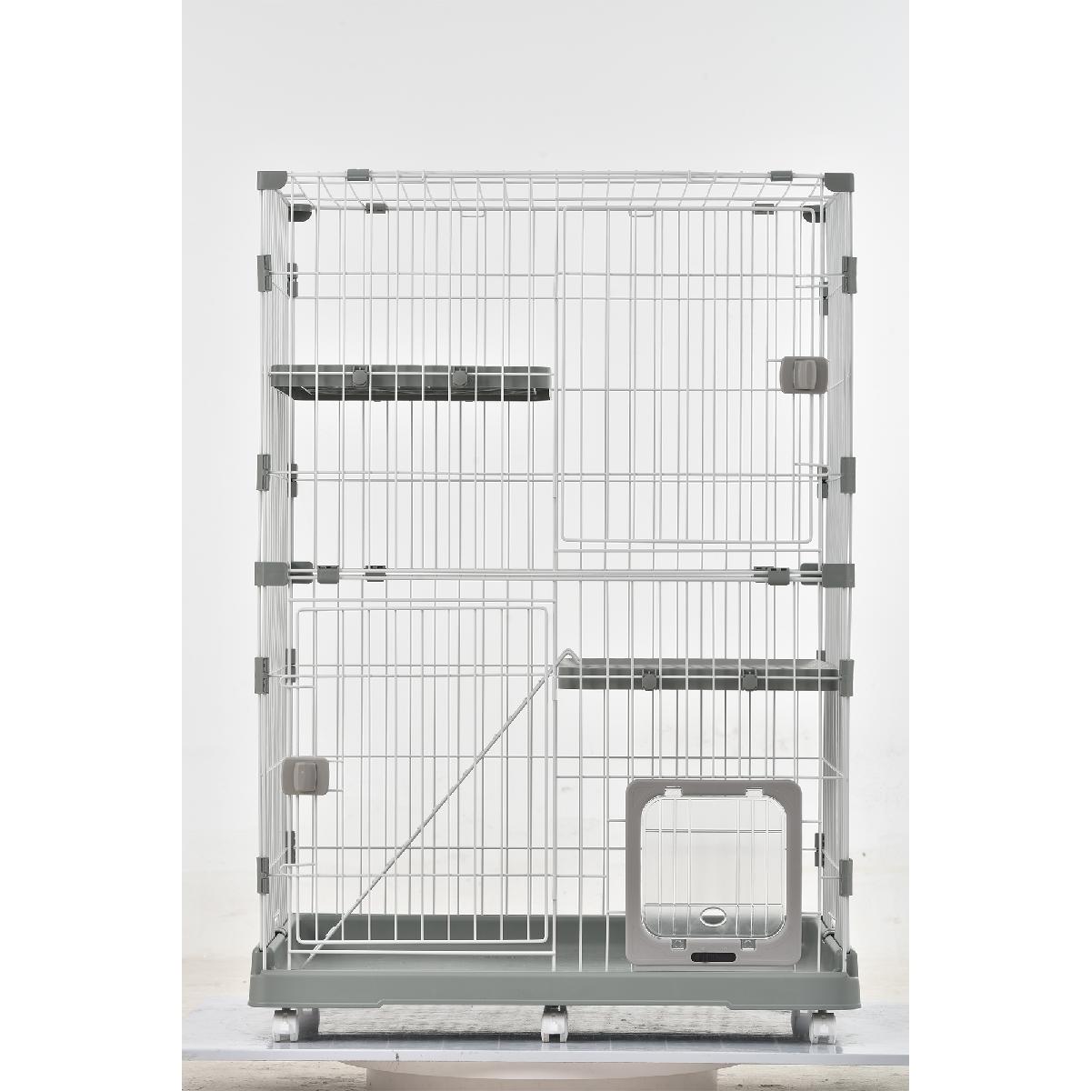 猫 ケージ 収納型 キャットケージ キャスター付 キャットハウス 【ホワイト】 猫 ケージ 収納型 キャットケージ 2段 1段2段可能 キャスター付