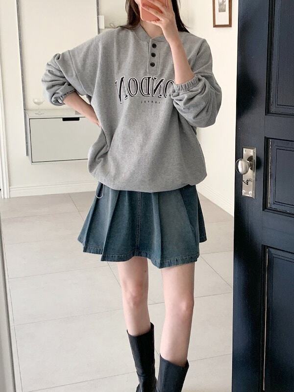 レディース トップス ロンT プルオーバー トレーナー 部屋着 ミニ 長袖 ドロップショルダー Vネック ポロカラー ワイド 伸縮性 薄手 シンプル カジュアル ラフ レディース トップス ロンT プルオーバー トレーナー 部屋着