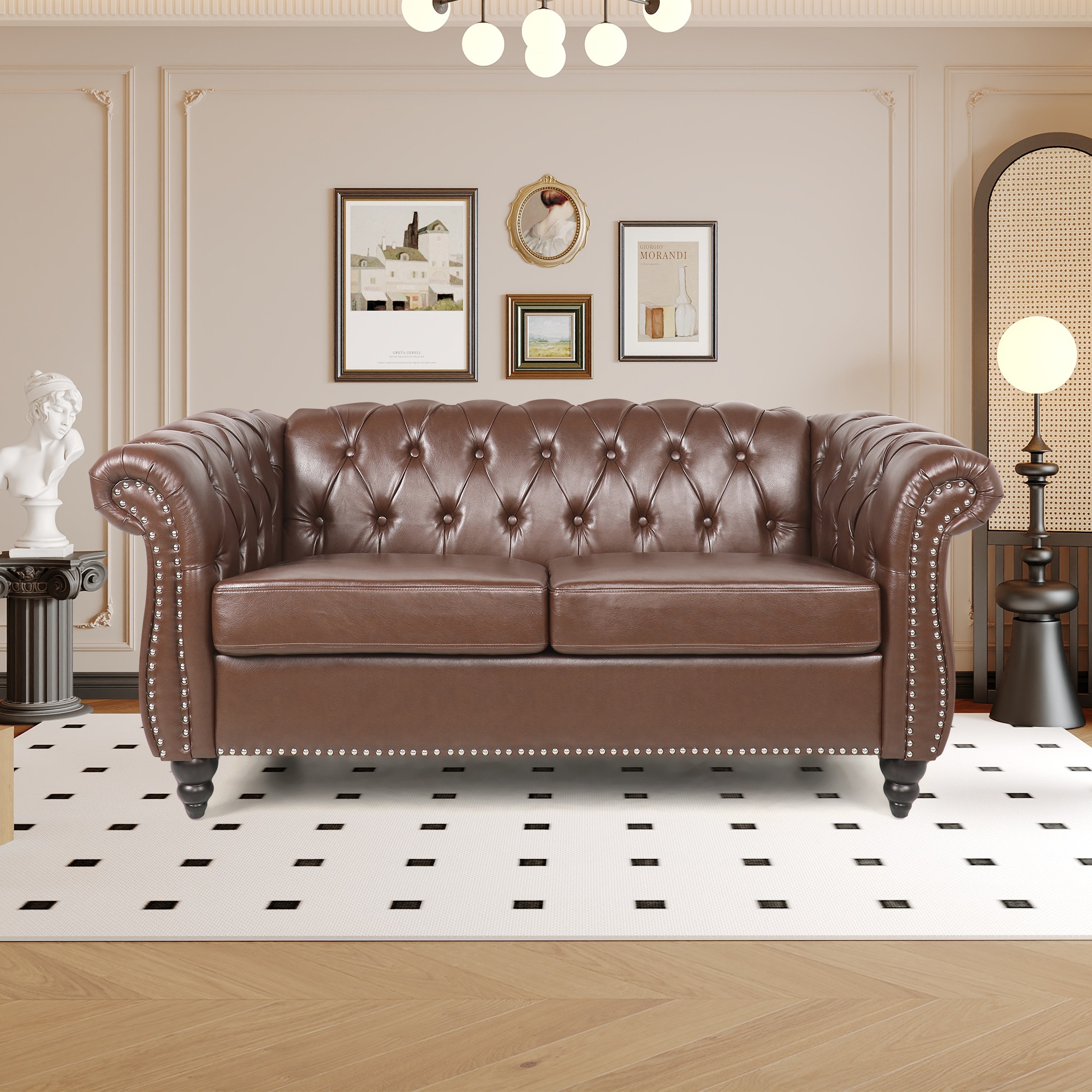 【国内出荷】LoveseatソファソファPUカバー付きリビングルーム用小型ソファ無垢材の脚付きベッドルーム用快適な布張りラブシートソファソファ小さなスペース用の2人乗りミニモダンソファ 【国内出荷】LoveseatソファソファPUカバー付きリビングルーム用小型ソファ無垢材の脚付きベッドルーム用快適な布張りラブシートソファソファ小さなスペース用の2人乗りミニモダンソファ