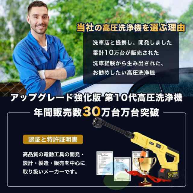 高圧洗浄機 コードレス 充電式 マキタバッテリー互換対応 ペットボトル 10MPa 強力噴射 家庭用 電動工具 業務用 洗車機 大晦日掃除 持ち運び便利 年末大掃除250