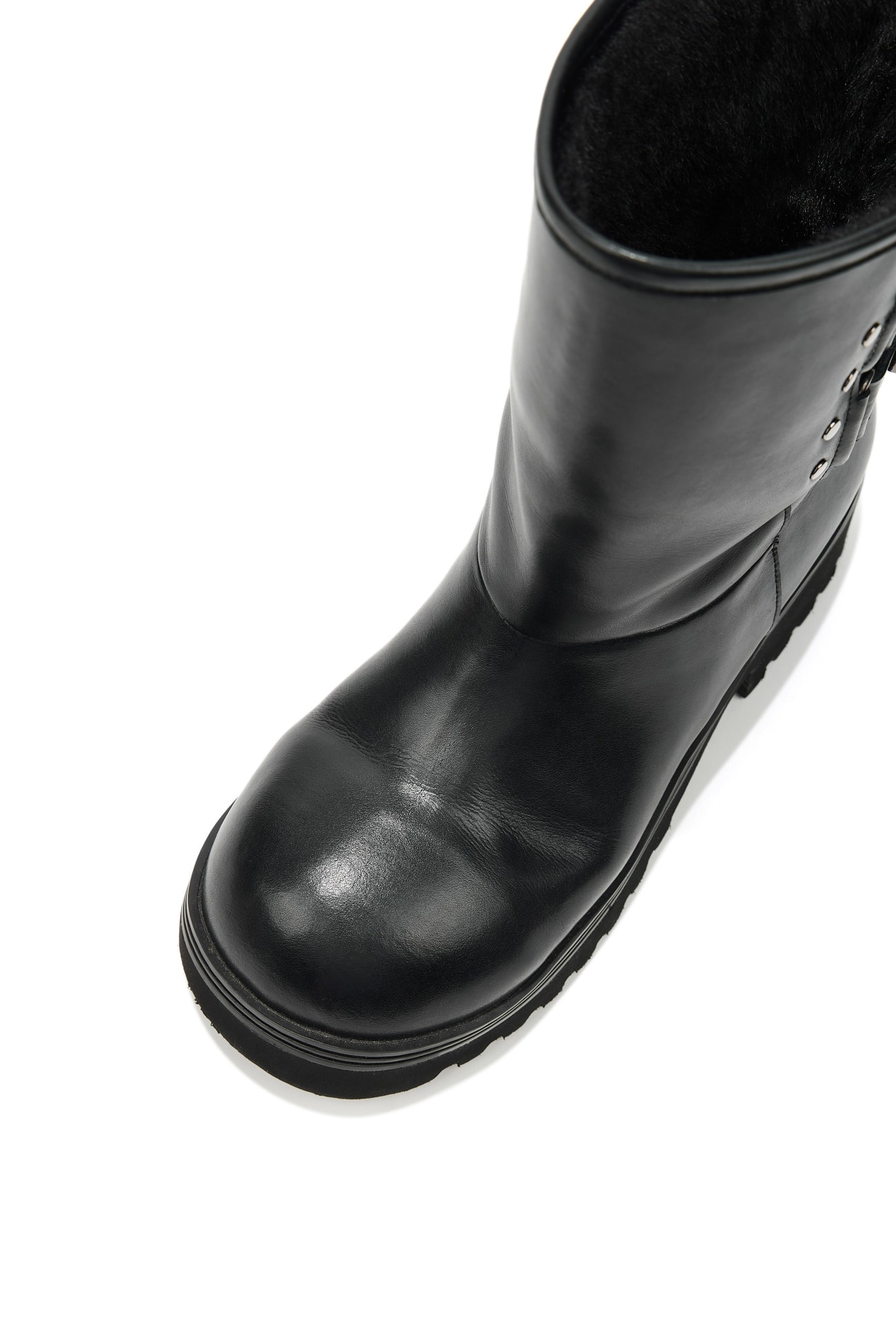 [DEINET] TEDDY BEAR BUCKLE BOOTS /追跡付 DEINET】 TEDDY BEAR BUCKLE BOOTS : LEATHER BLACK 足の圧力を