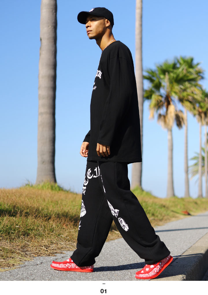 ACE FLAG 上下セット 長袖 ブランド メンズ 春秋冬用 黒 大きいサイズ エースフラッグ セットアップ ロンT 上下 Inglewood イングルウッド