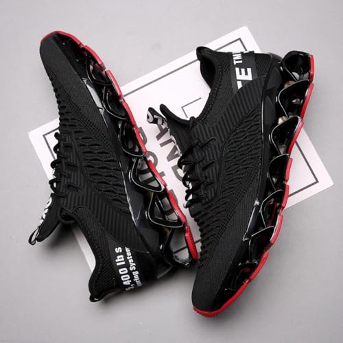 Socviis メンズ スニーカー ジョギング カジュアル 運動靴 ウォーキング 通気性 アウトドア トレーニングシューズ 学生 通学 サラリーマン ブラック/レッド 27.5 cm