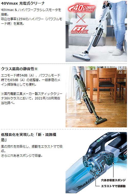 掃除機 コードレス 正規店 1年保証 CL002GRDW A-73019 セット【バッテリー 充電器付き】 40Vmax 充電式 コードレス クリーナー フロアカーペットノズル ヘッド セット 紙パッ