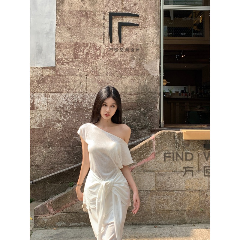 ロマンティック優しい夏2025快適系快適セットTシャツ＋スカート＋ショール3点セット女性用