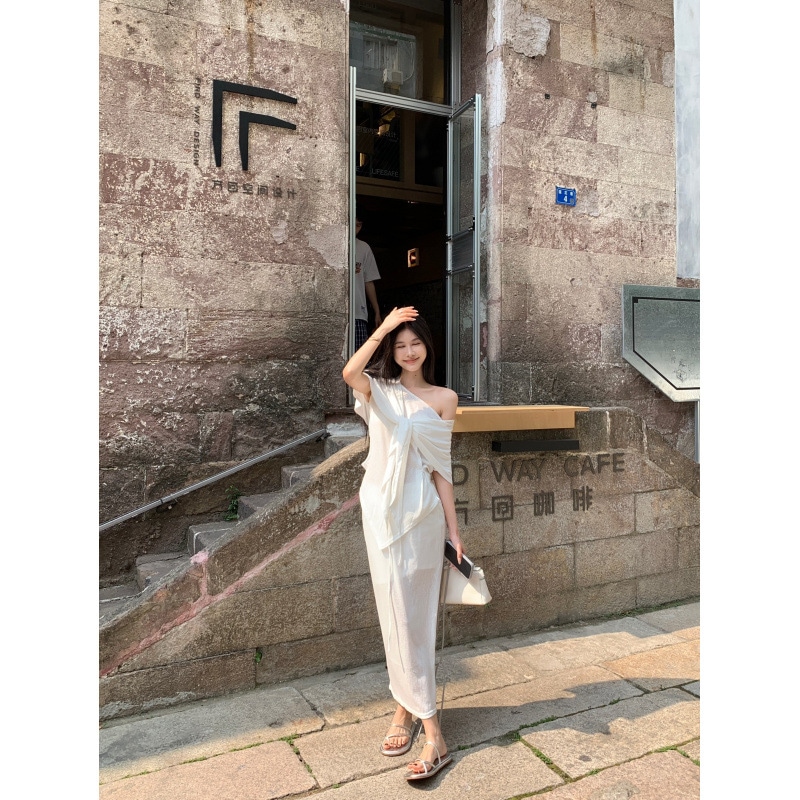 ロマンティック優しい夏2025快適系快適セットTシャツ＋スカート＋ショール3点セット女性用