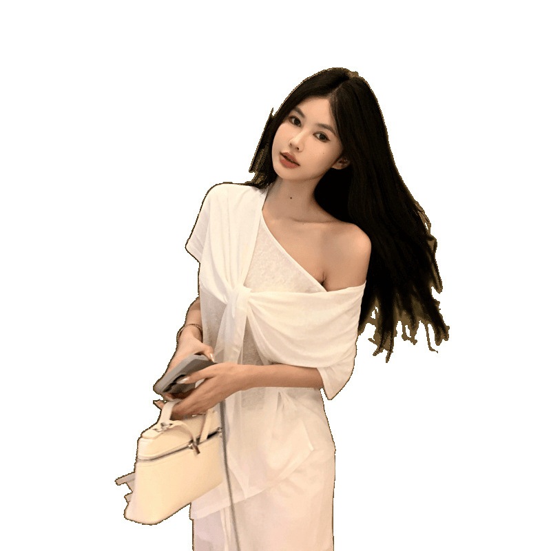 ロマンティック優しい夏2025快適系快適セットTシャツ＋スカート＋ショール3点セット女性用