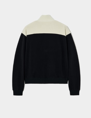 SATUR Hazen Bookle Logo Half Zip-Up Classic Black SA23FWMT05