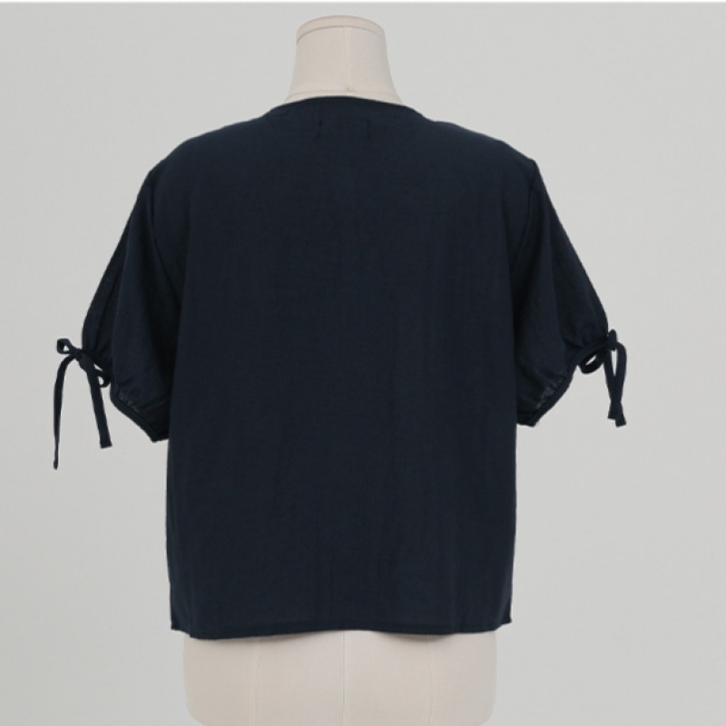 クリック&ファニーショレットリボンリネン刺繍ブラウス クリック&ファニーショレットリボンリネン刺繍ブラウス