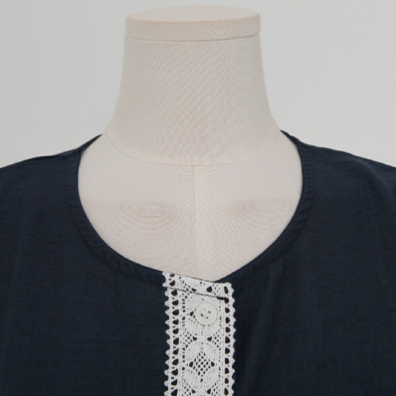 クリック&ファニーショレットリボンリネン刺繍ブラウス クリック&ファニーショレットリボンリネン刺繍ブラウス