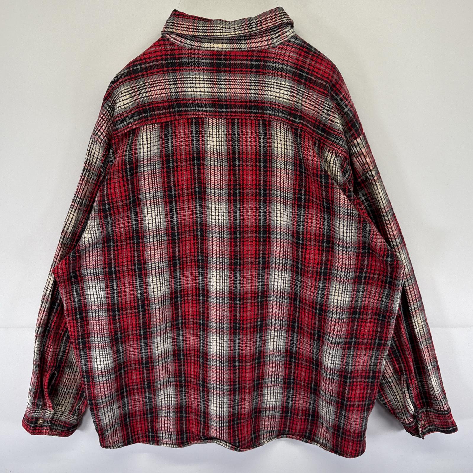 古着 長袖 フランネルシャツ チェック柄 ボタン 胸ポケット 大きいサイズ マルチカラー レッド メンズ 古着 長袖 フランネルシャツ チェック柄 ボタン 胸ポケット 大きいサイズ マルチカラー レッド メンズ