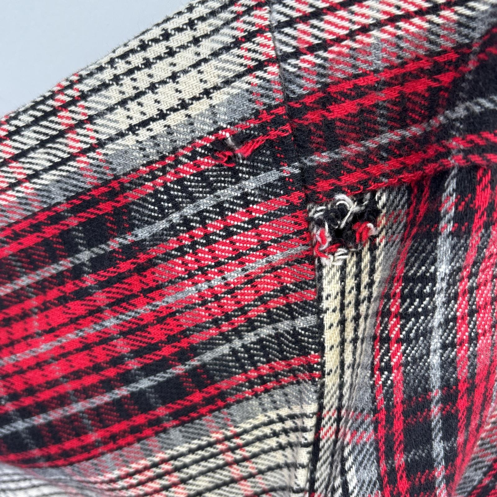 古着 長袖 フランネルシャツ チェック柄 ボタン 胸ポケット 大きいサイズ マルチカラー レッド メンズ 古着 長袖 フランネルシャツ チェック柄 ボタン 胸ポケット 大きいサイズ マルチカラー レッド メンズ