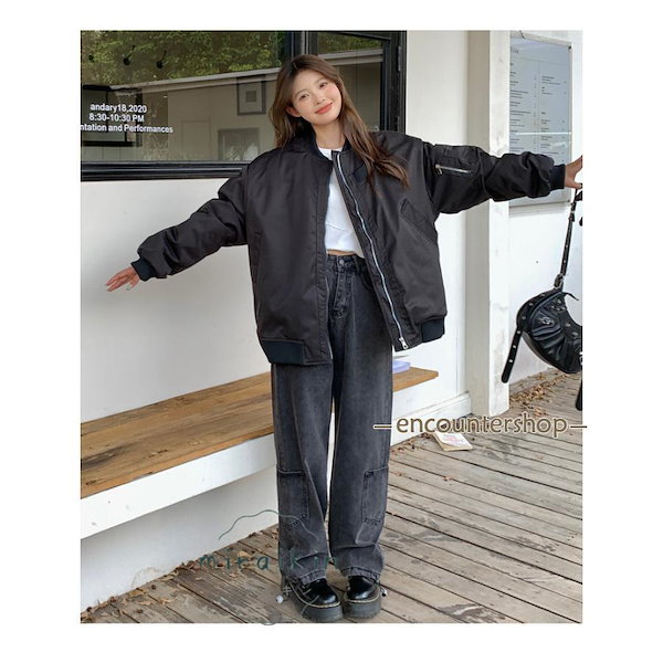 関税込◆  JEANS レディース ブラック中綿ジャケット Qoo10] の入荷 中綿ジャケット レディース 中綿