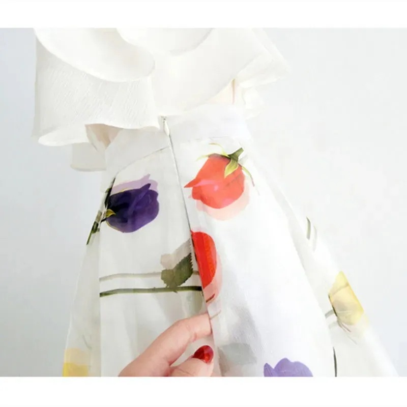 花柄高い腰おしゃれ百掛け上品見え韓国ファッションライン