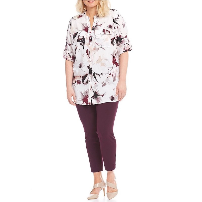 カルバンクライン レディース トップス ブラウス・シャツ【Calvin Klein Plus Floral Print Roll Sleeve Blouse】Blush Combo カルバンクライン レディース トップス ブラウス・シャツ【Calvin Klein Plus Floral Print Roll Sleeve Blouse】Blush Combo