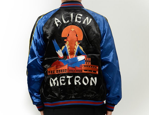 ★未使用★XL【SKULL WORKS】ウルトラセブン メトロン星人 スカジャン メトロン星人リバーシブルスカジャン ウルトラマン×スイッチ