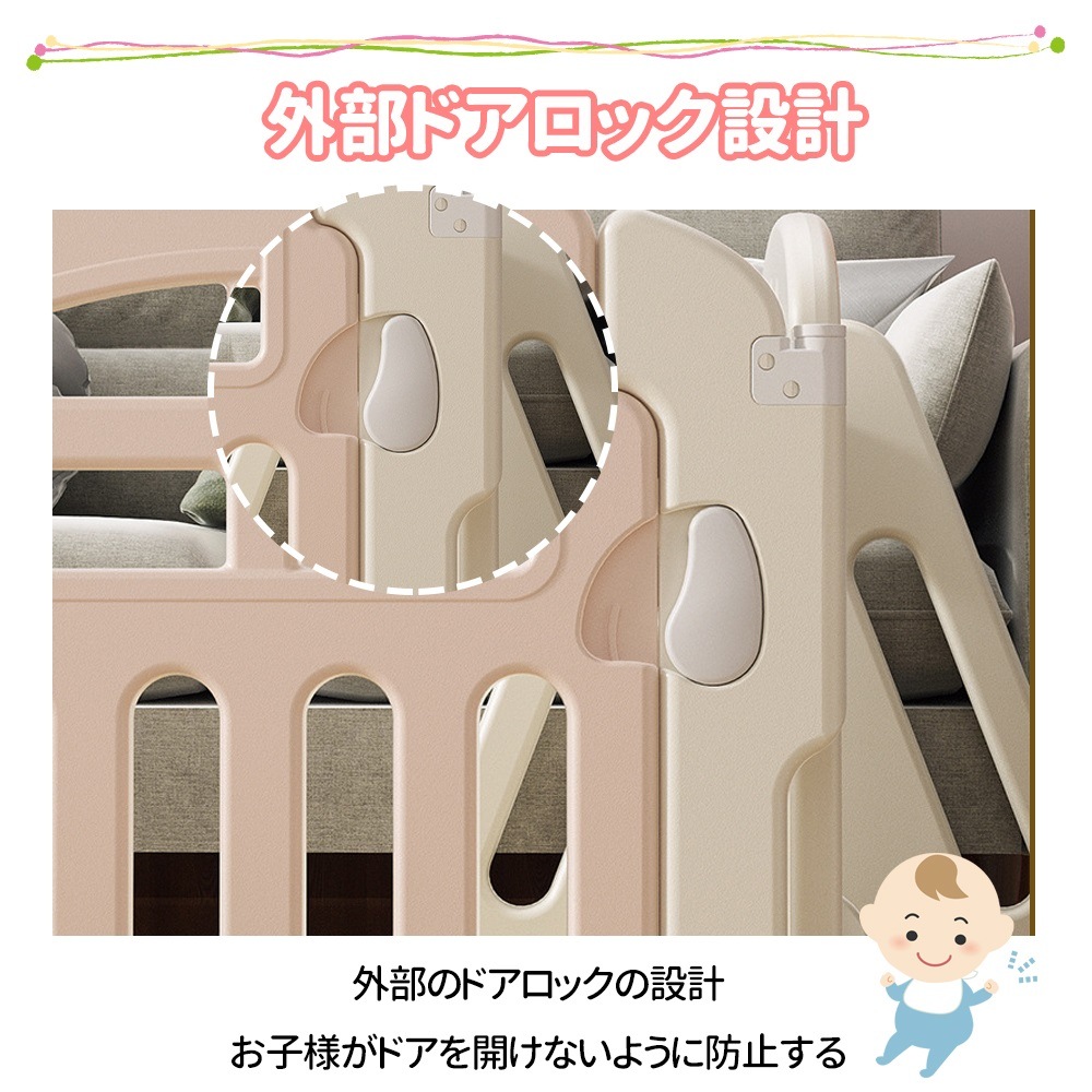 キッズパーテーション ベビーゲート テレビ 360cm 260cm ベビーサークル ワイド ベビーガード 置くだけ 自立式 ドア付き プレイヤード ベビーフェンス 柵 簡単設置 フェンス 間仕切り リ